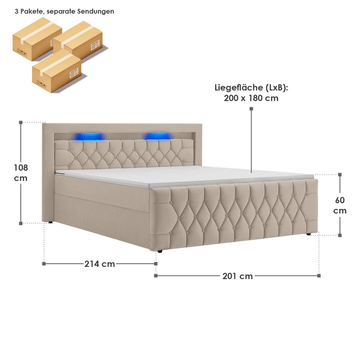 Boxspringbed Leona - Fluwelen