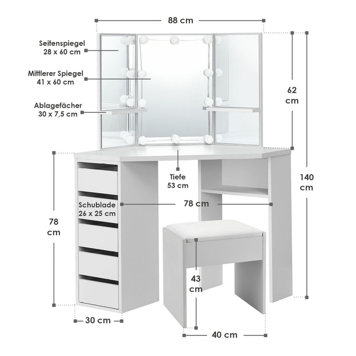 Make-uptafel Nova met kruk Melly