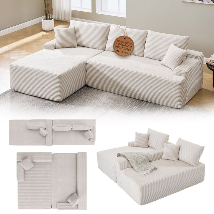 Bank Coredo met corduroy bekleding & gooi kussen