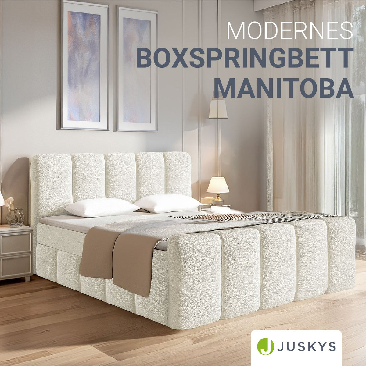 Boxspringbed Manitoba - bouclé-stof