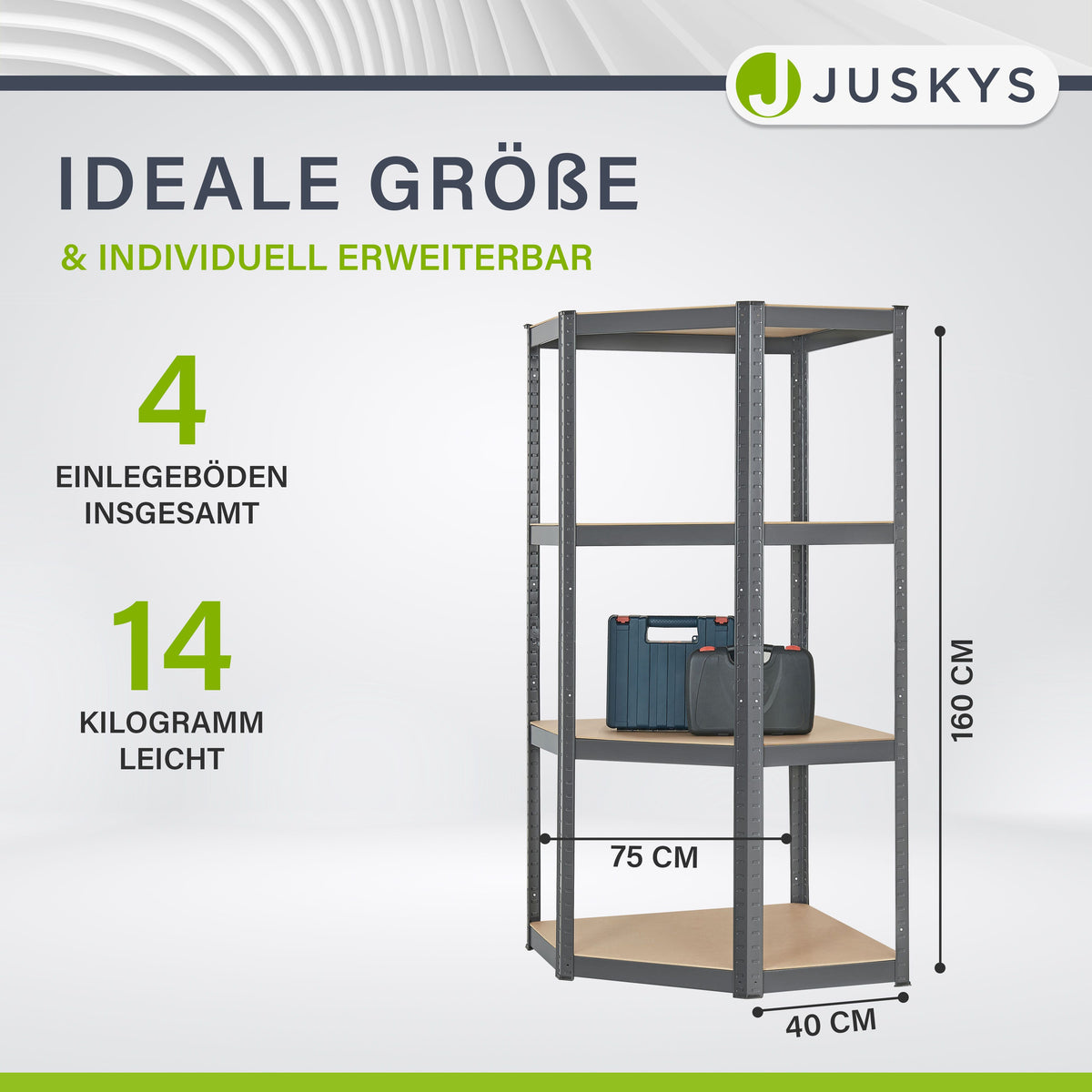 Hoekplank Corner Easy 160 x 75 x 40-75 cm