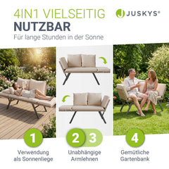 Polyrattan multifunctionele bank Calvia zwart/grijs/crème