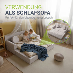 Kinderbank Kayo met corduroy bekleding & kussen