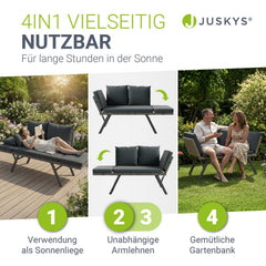 Polyrattan multifunctionele bank Calvia zwart/grijs/crème