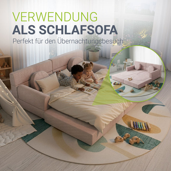Kinderbank Kayo met corduroy bekleding & kussen