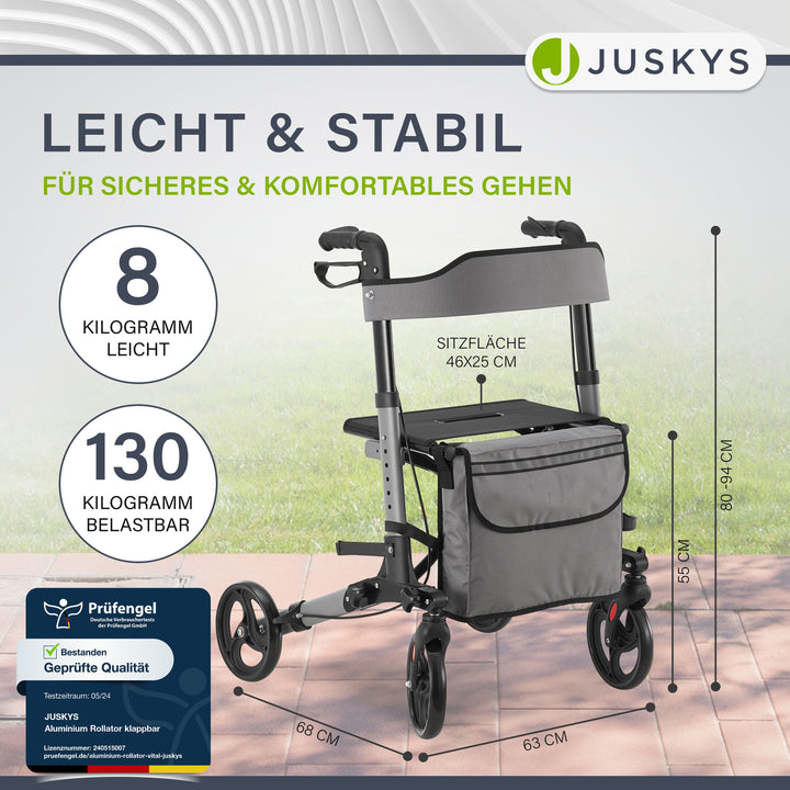 Aluminium rollator Vital met zitje