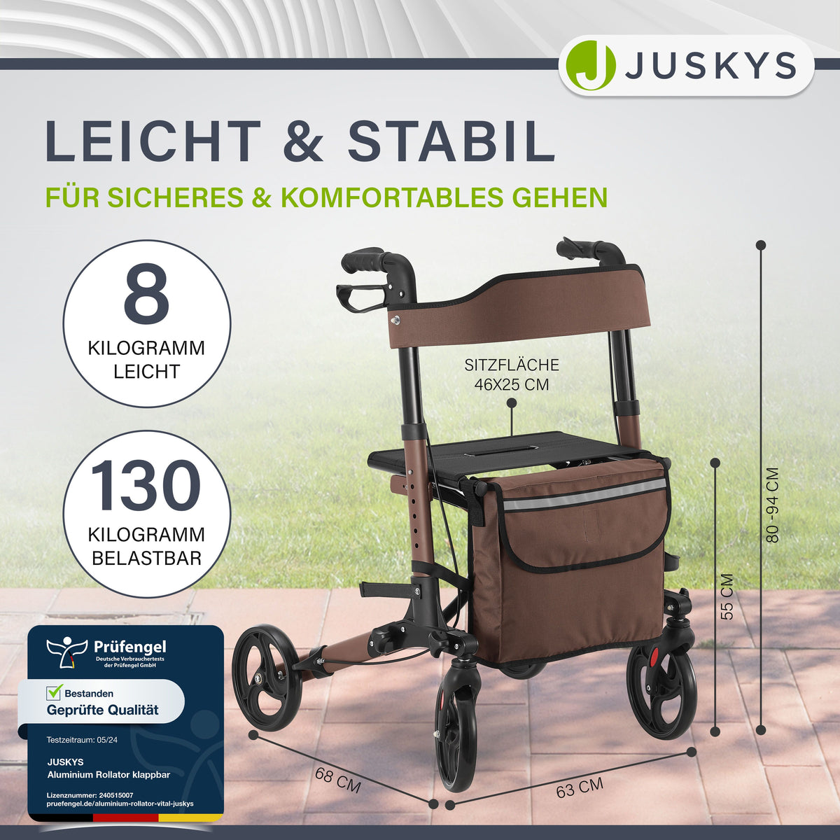 Aluminium rollator Vital met zitje