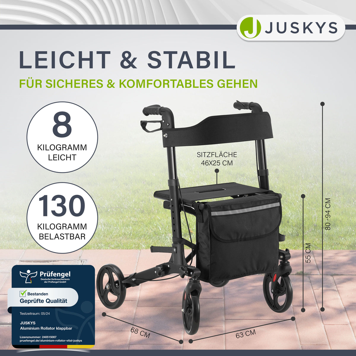 Aluminium rollator Vital met zitje
