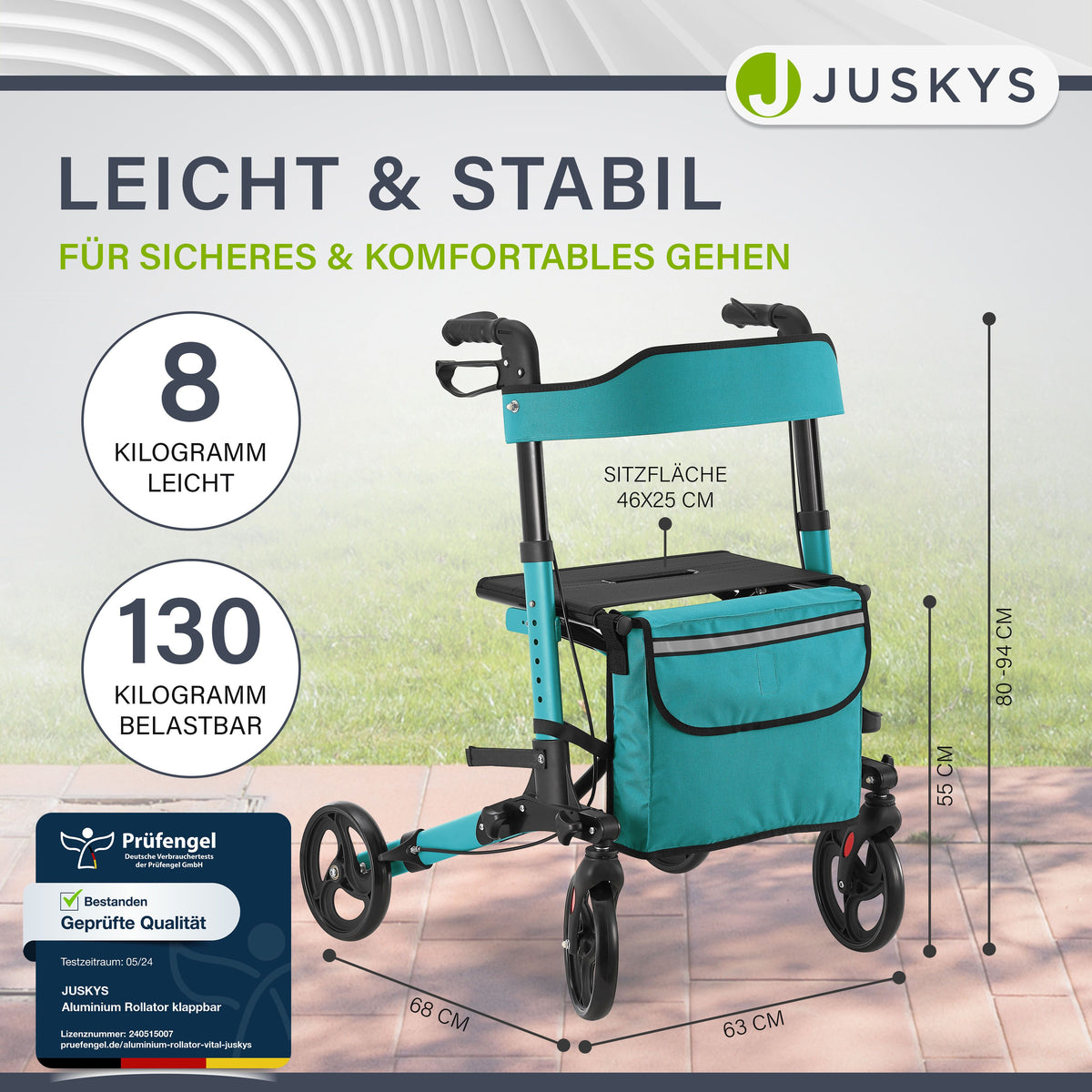 Aluminium rollator Vital met zitje
