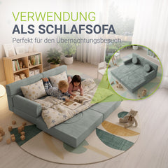 Kinderbank Kayo met corduroy bekleding & kussen