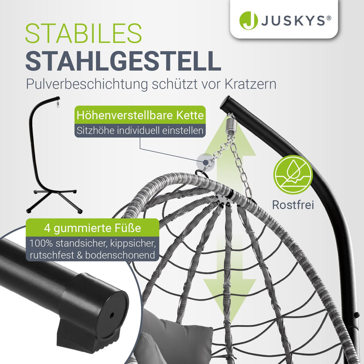 Rieten hangstoel Aria inclusief kader