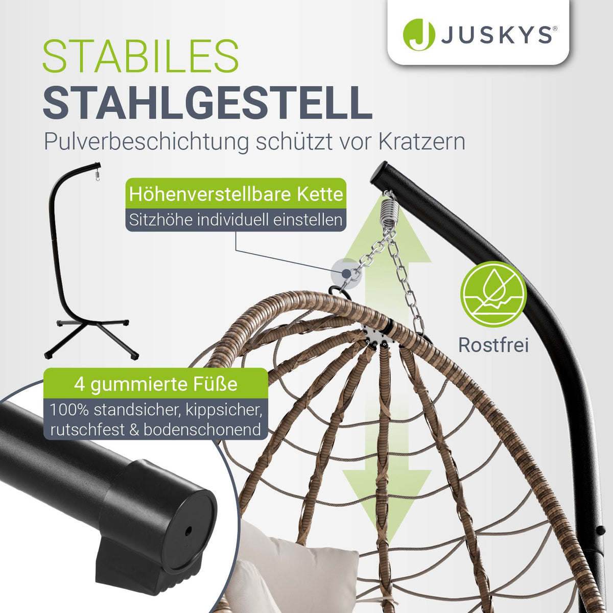 Rieten hangstoel Aria inclusief kader