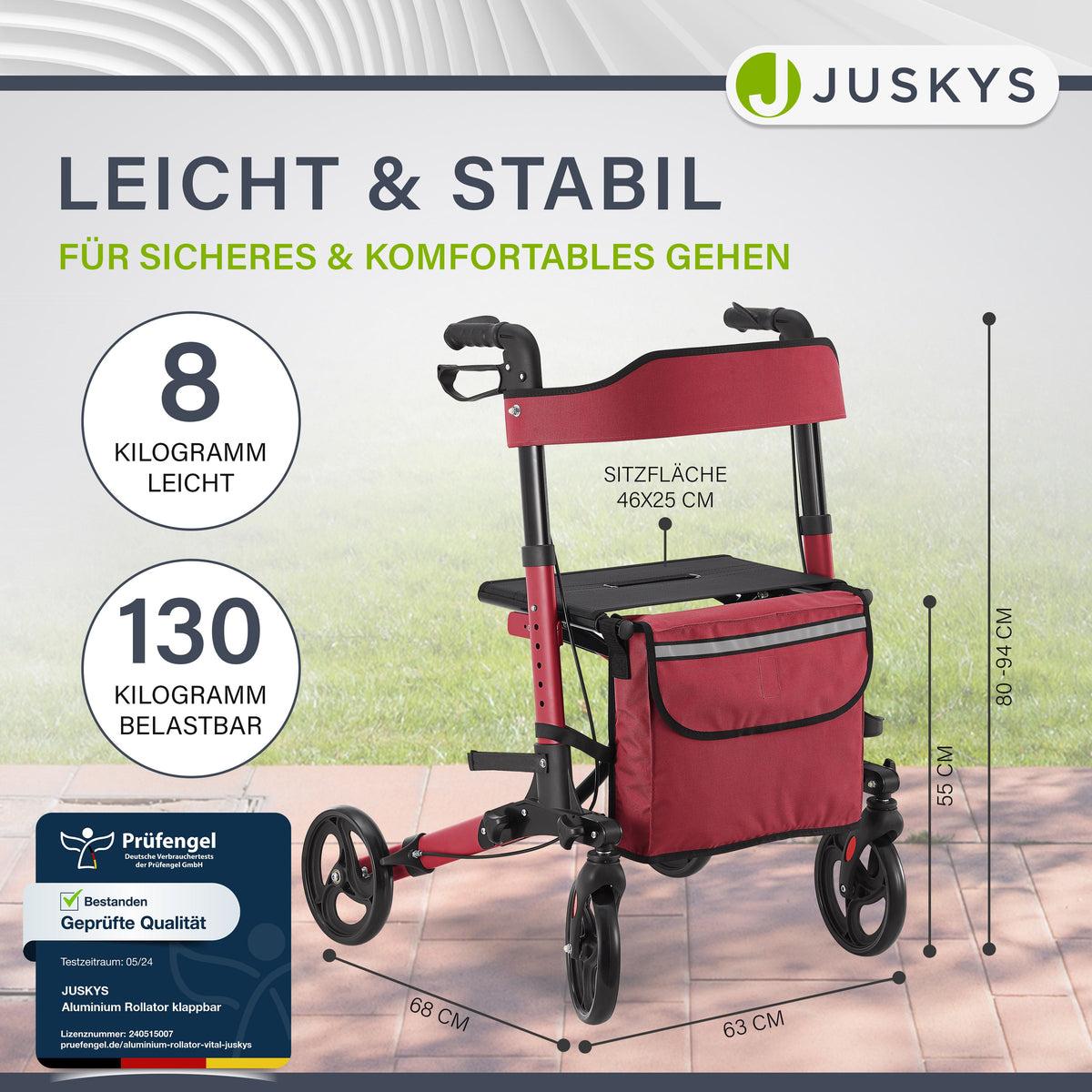Aluminium rollator Vital met zitje