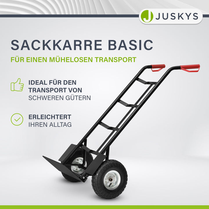 Steekwagen Basic opvouwbaar in zwart met rode handvatten
