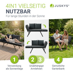 Polyrattan multifunctionele bank Calvia zwart/grijs/crème