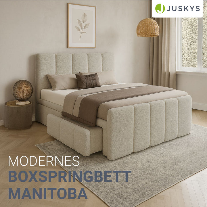 Boxspringbed Manitoba - bouclé-stof