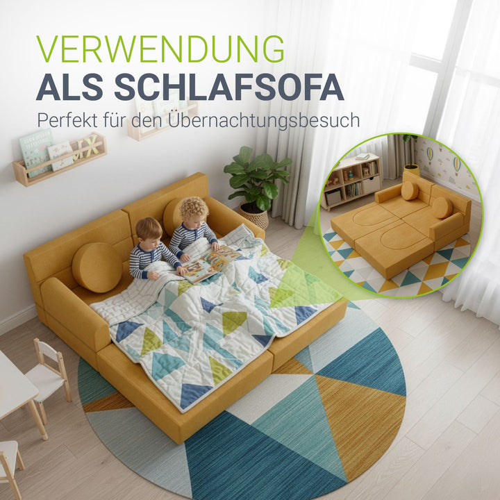 Kinderbank Kayo met corduroy bekleding & kussen