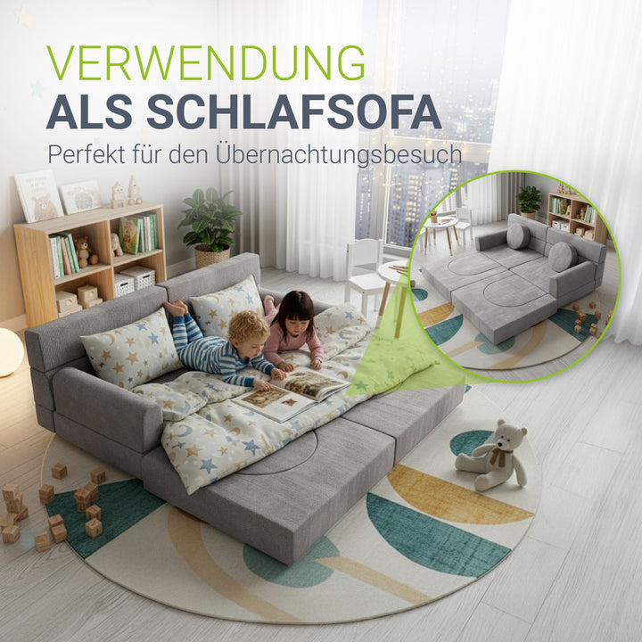 Kinderbank Kayo met corduroy bekleding & kussen