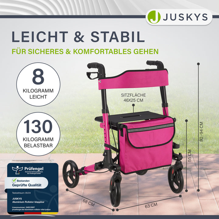 Aluminium rollator Vital met zitje