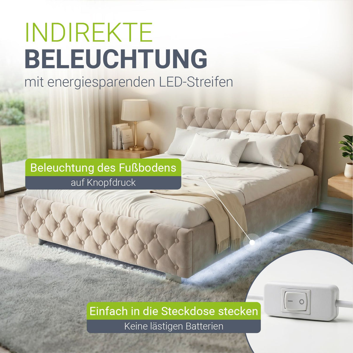 Gestoffeerd bed Nizza