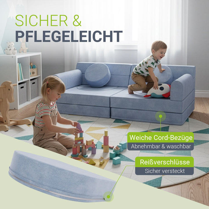 Kinderbank Kayo met corduroy bekleding & kussen