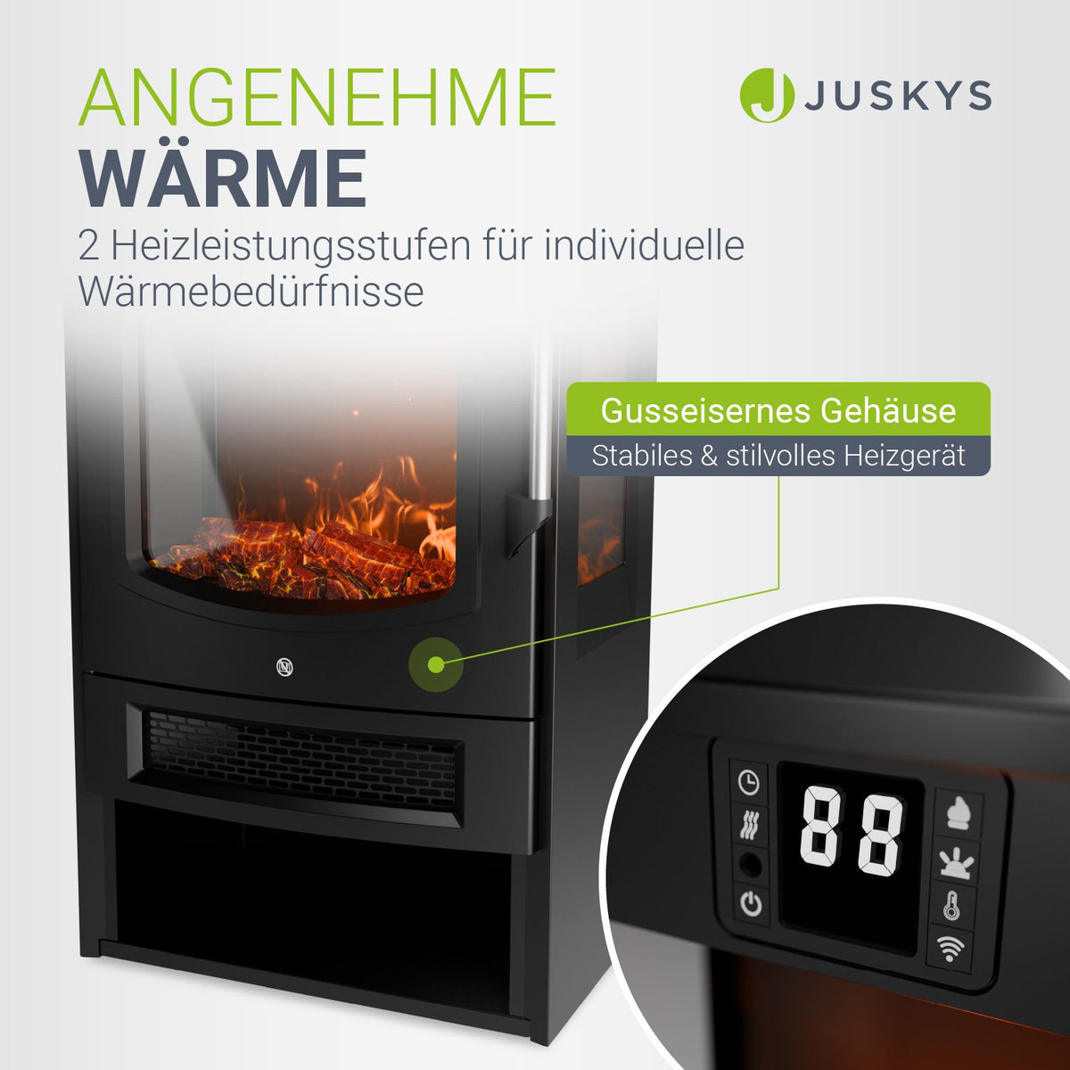 Elektrische haardkachel 1800W met vlameffect