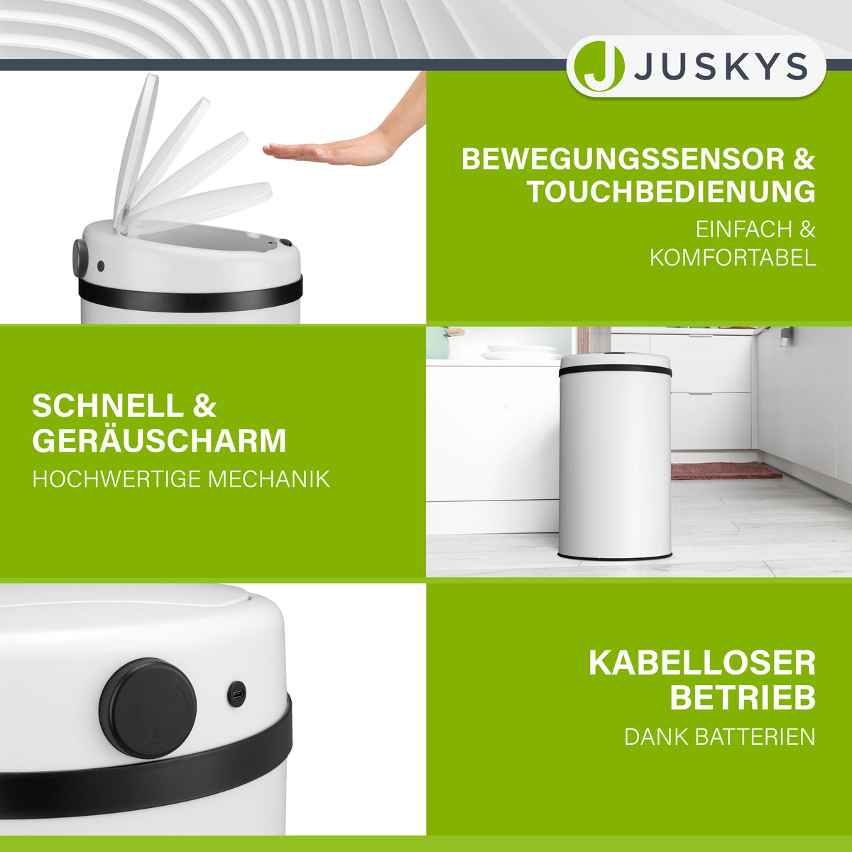Ronde prullenbak met sensor