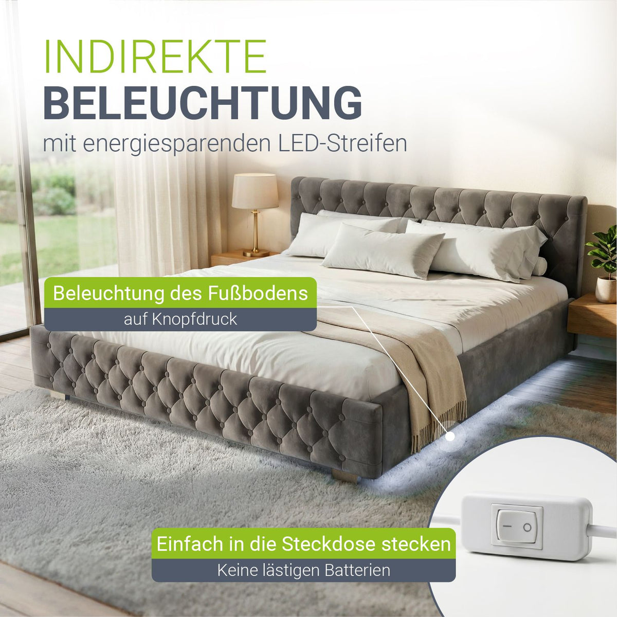 Gestoffeerd bed Nizza