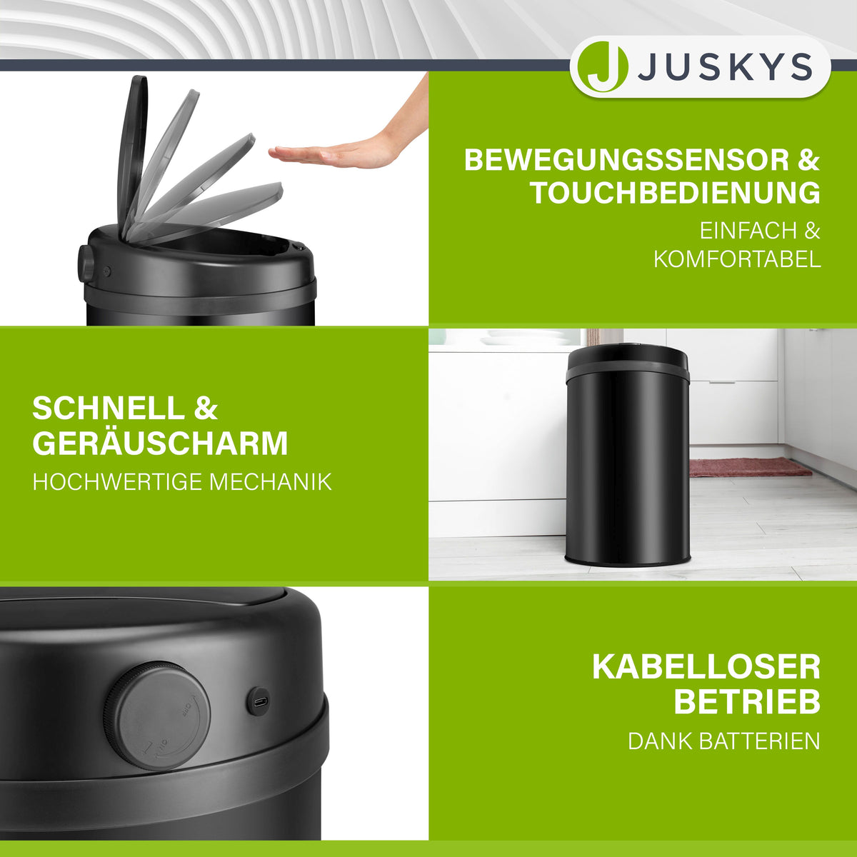 Ronde prullenbak met sensor
