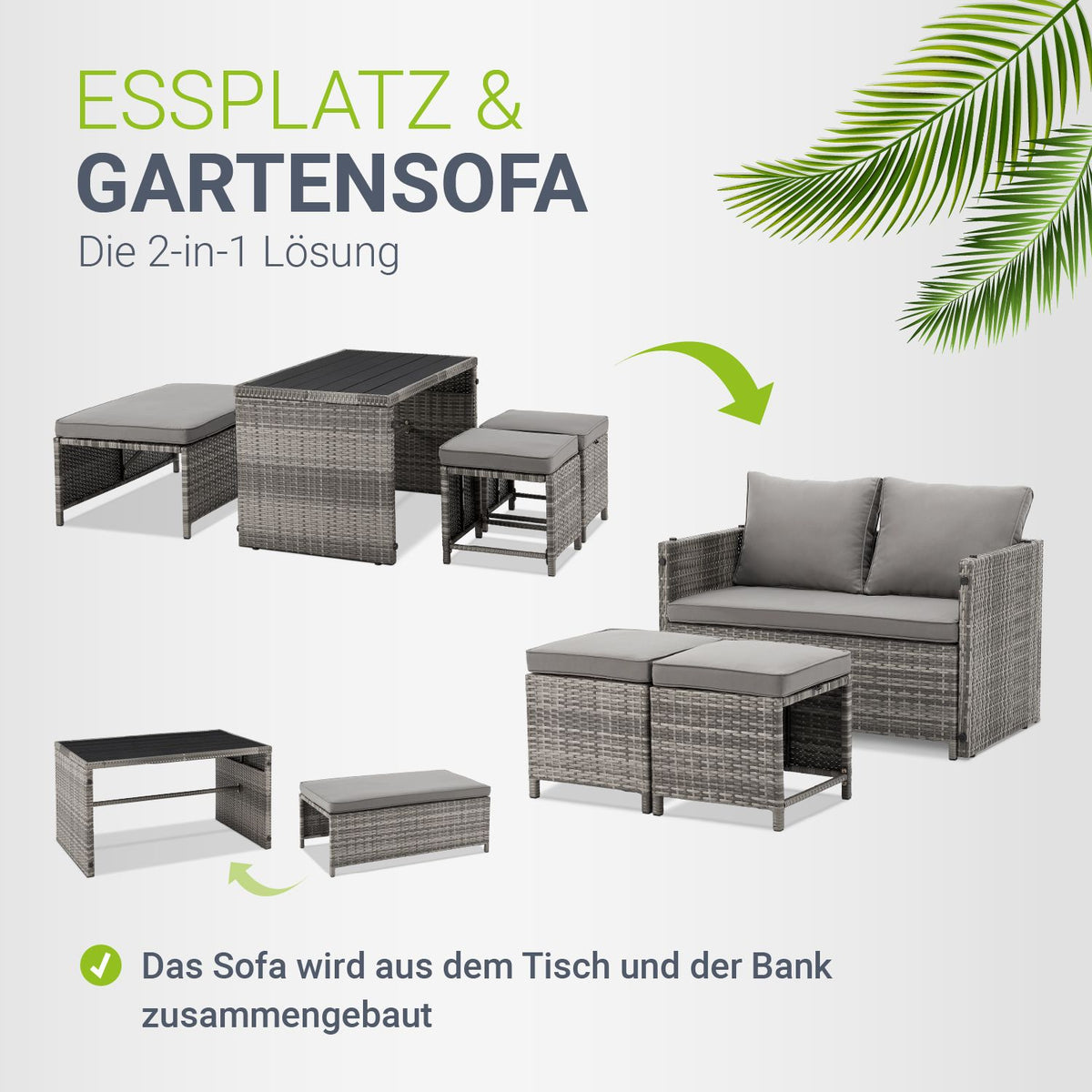 2in1 Polyrattan tuinmeubilair Jamaika