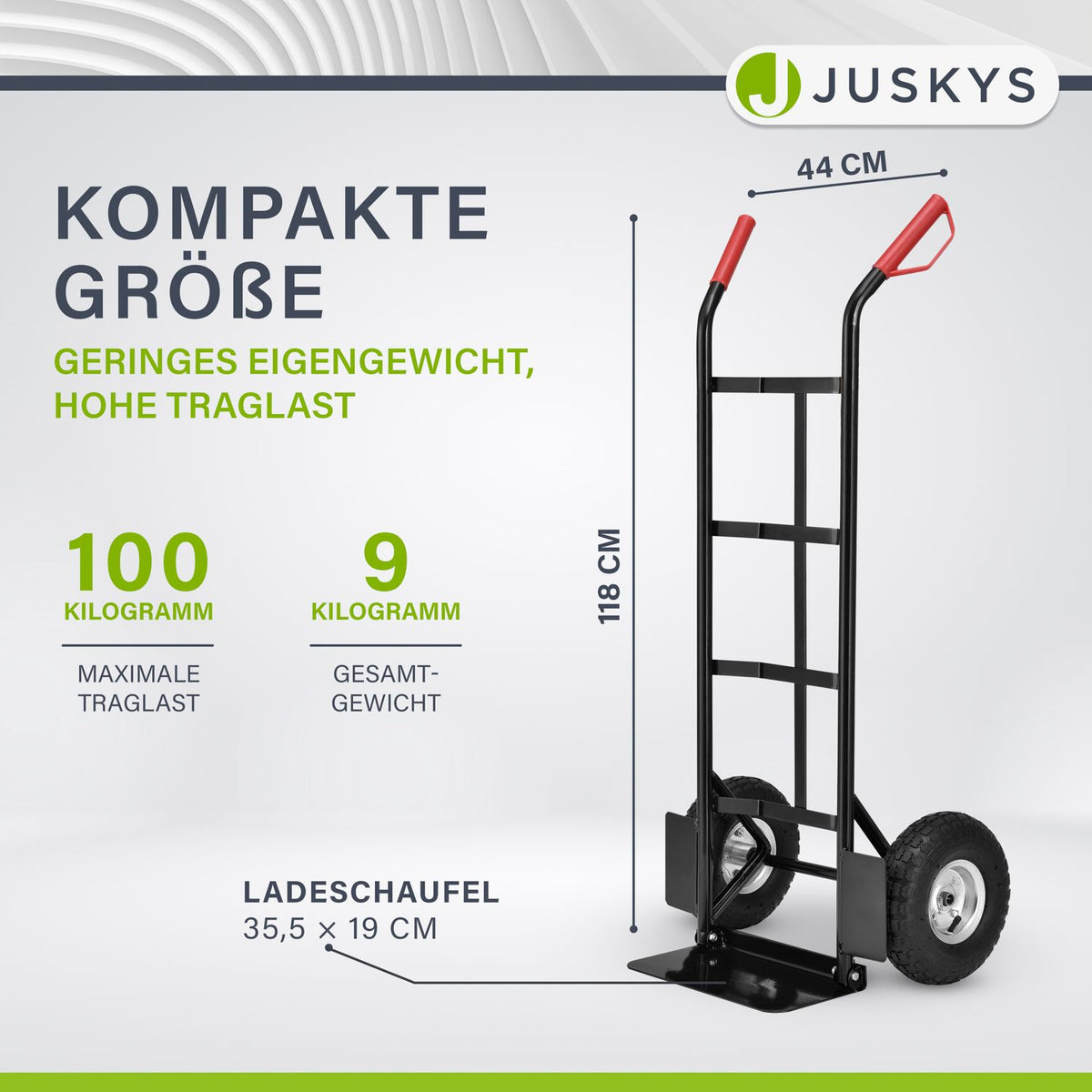 Steekwagen Basic opvouwbaar in zwart met rode handvatten