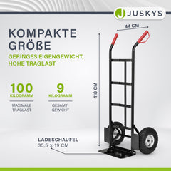 Steekwagen Basic opvouwbaar in zwart met rode handvatten
