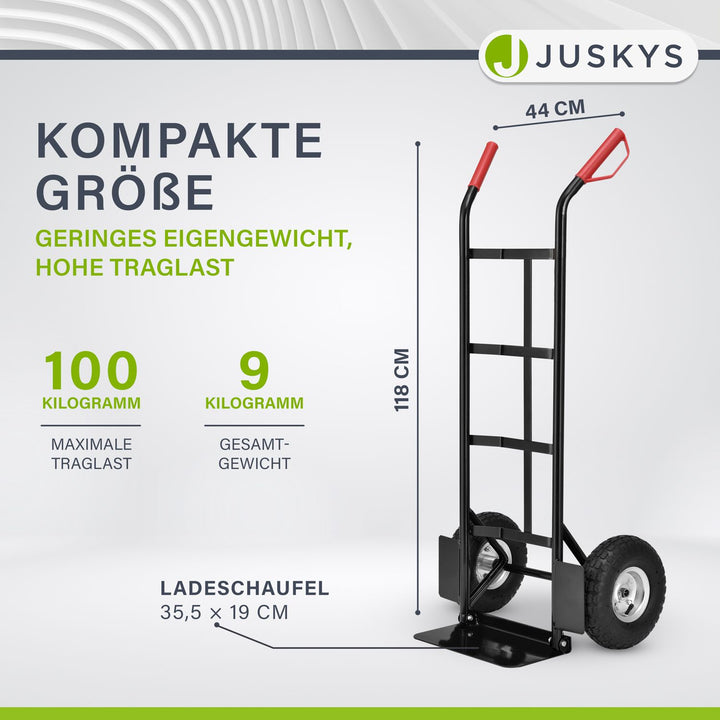 Steekwagen Basic opvouwbaar in zwart met rode handvatten