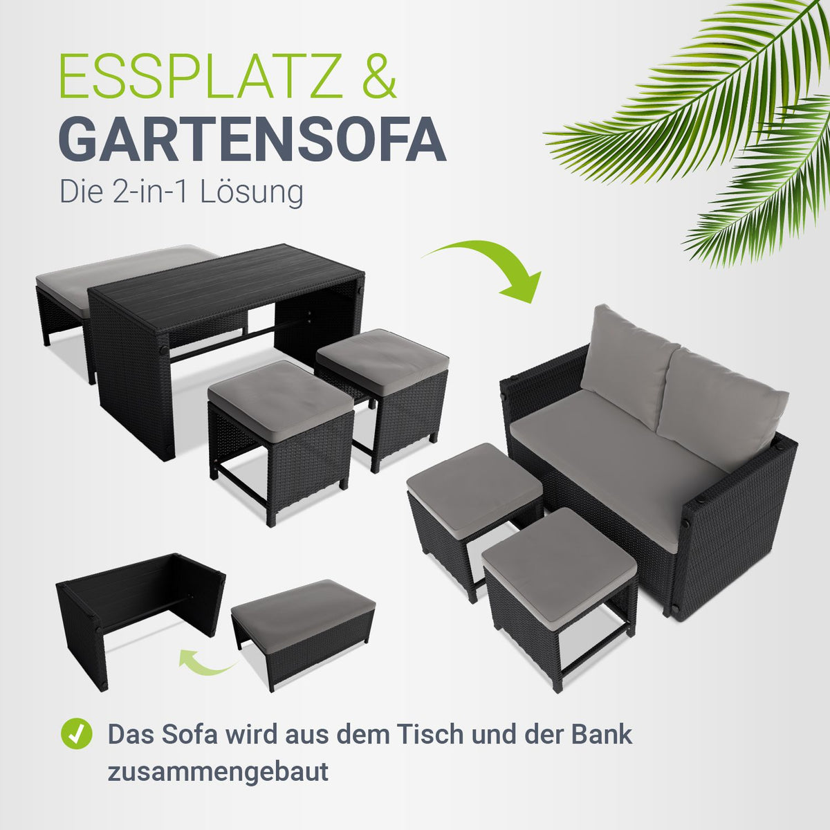 2in1 Polyrattan tuinmeubilair Jamaika