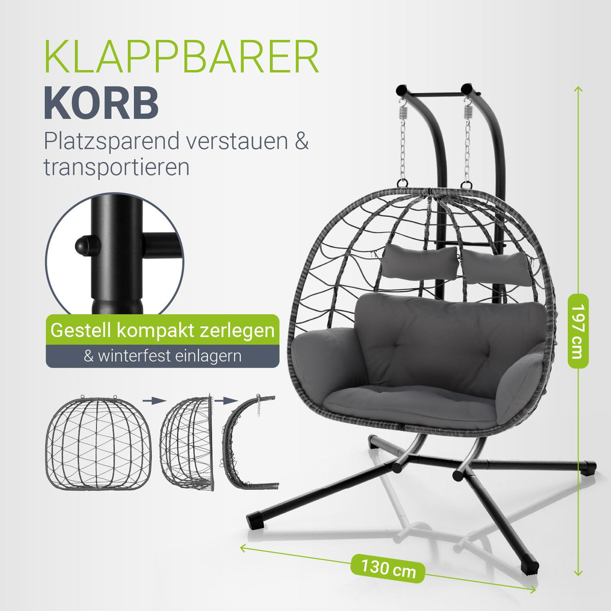 Polyrattan dubbele hangstoel Aria