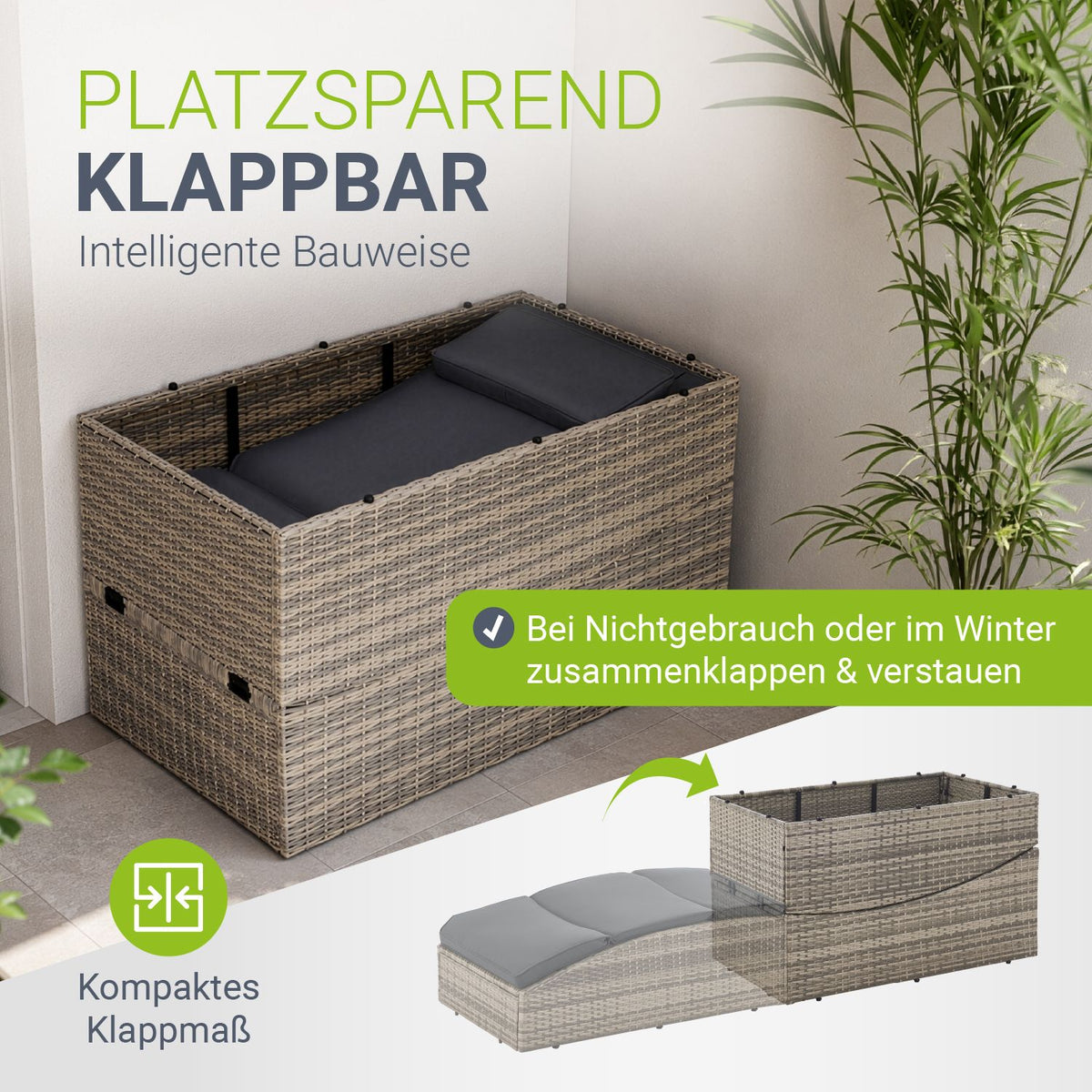 Opvouwbare ligstoel van polyrattan Lamia