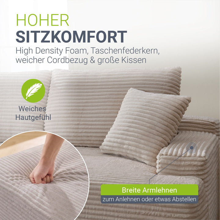 Bank Coredo met corduroy bekleding & gooi kussen