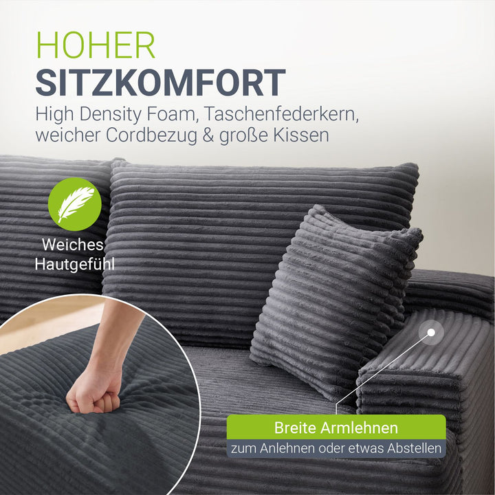 Bank Coredo met corduroy bekleding & gooi kussen