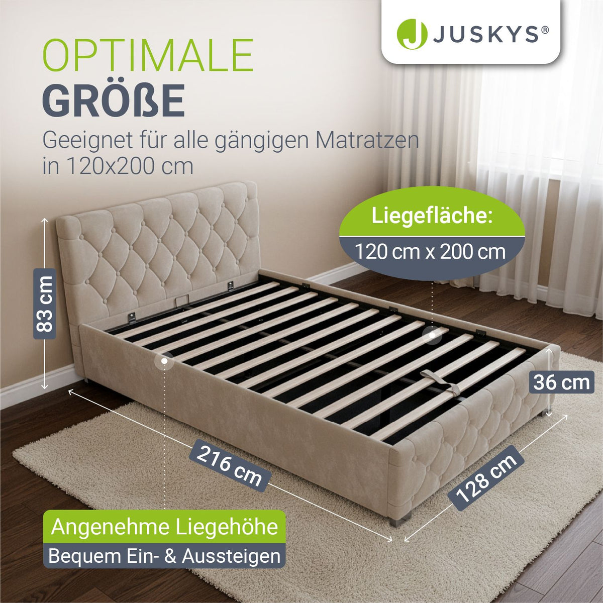 Gestoffeerd bed Nizza