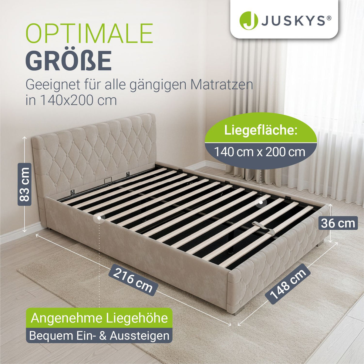 Gestoffeerd bed Nizza