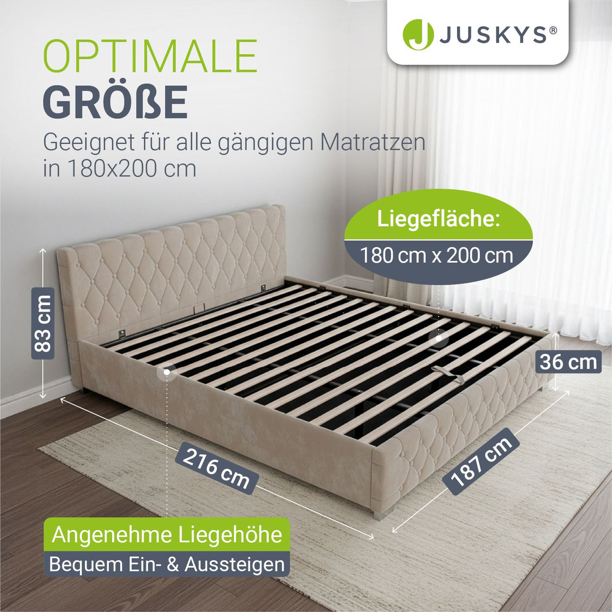Gestoffeerd bed Nizza