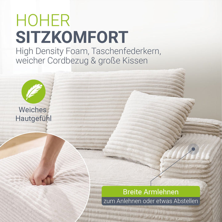 Bank Coredo met corduroy bekleding & gooi kussen