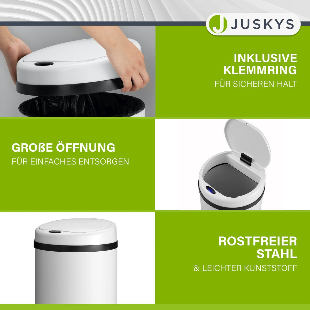Ronde prullenbak met sensor