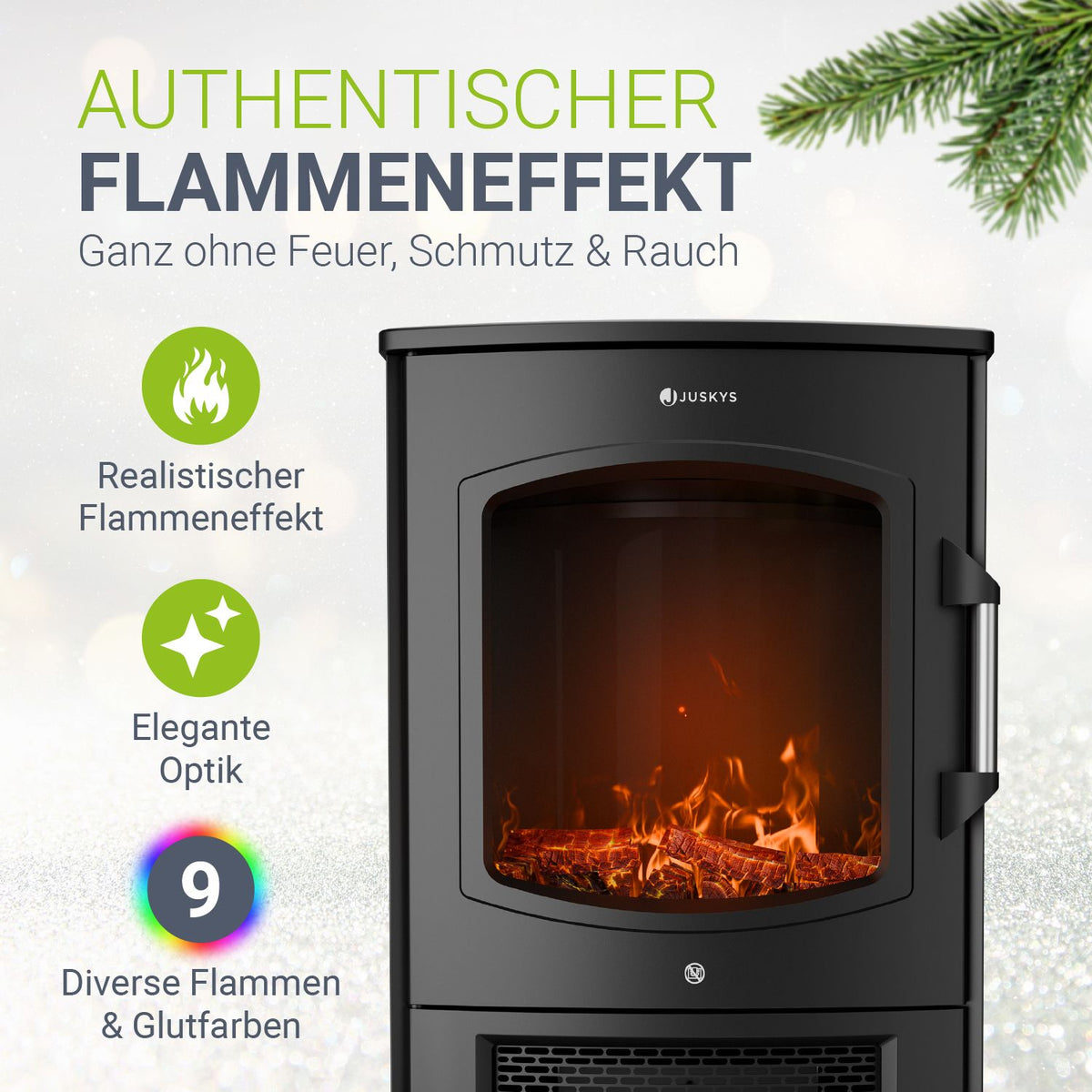 Elektrische haardkachel 1800W met vlameffect