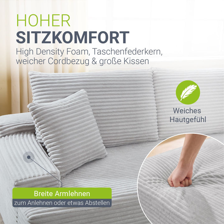 Bank Coredo met corduroy bekleding & gooi kussen