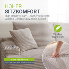 Bank Coredo met corduroy bekleding & gooi kussen