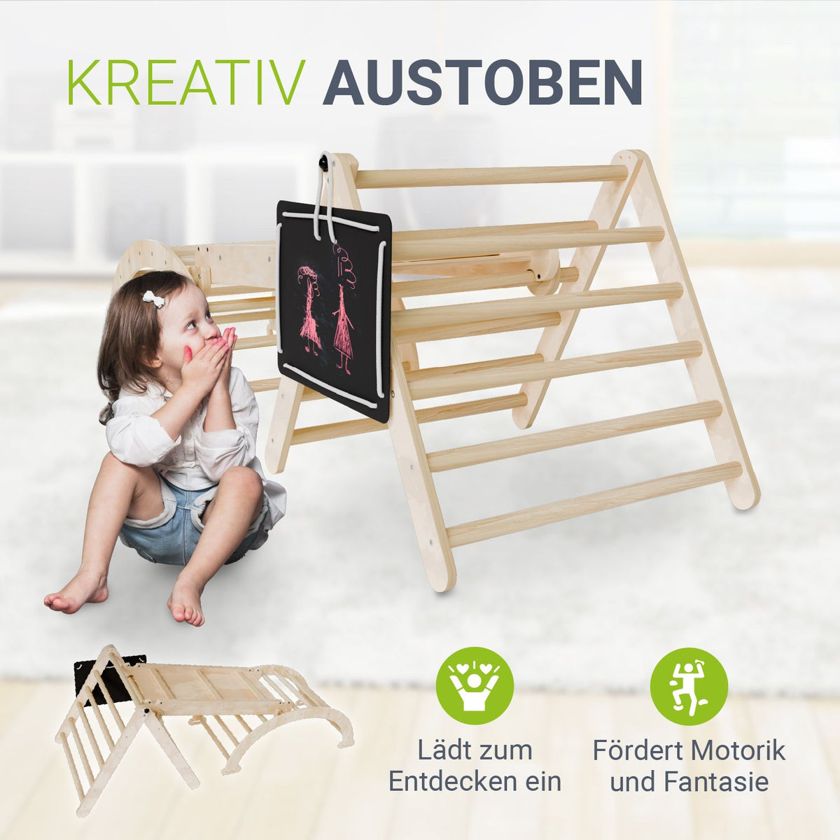 Klimdriehoek Movario – indoor klimrek met klimboog en glijbaan