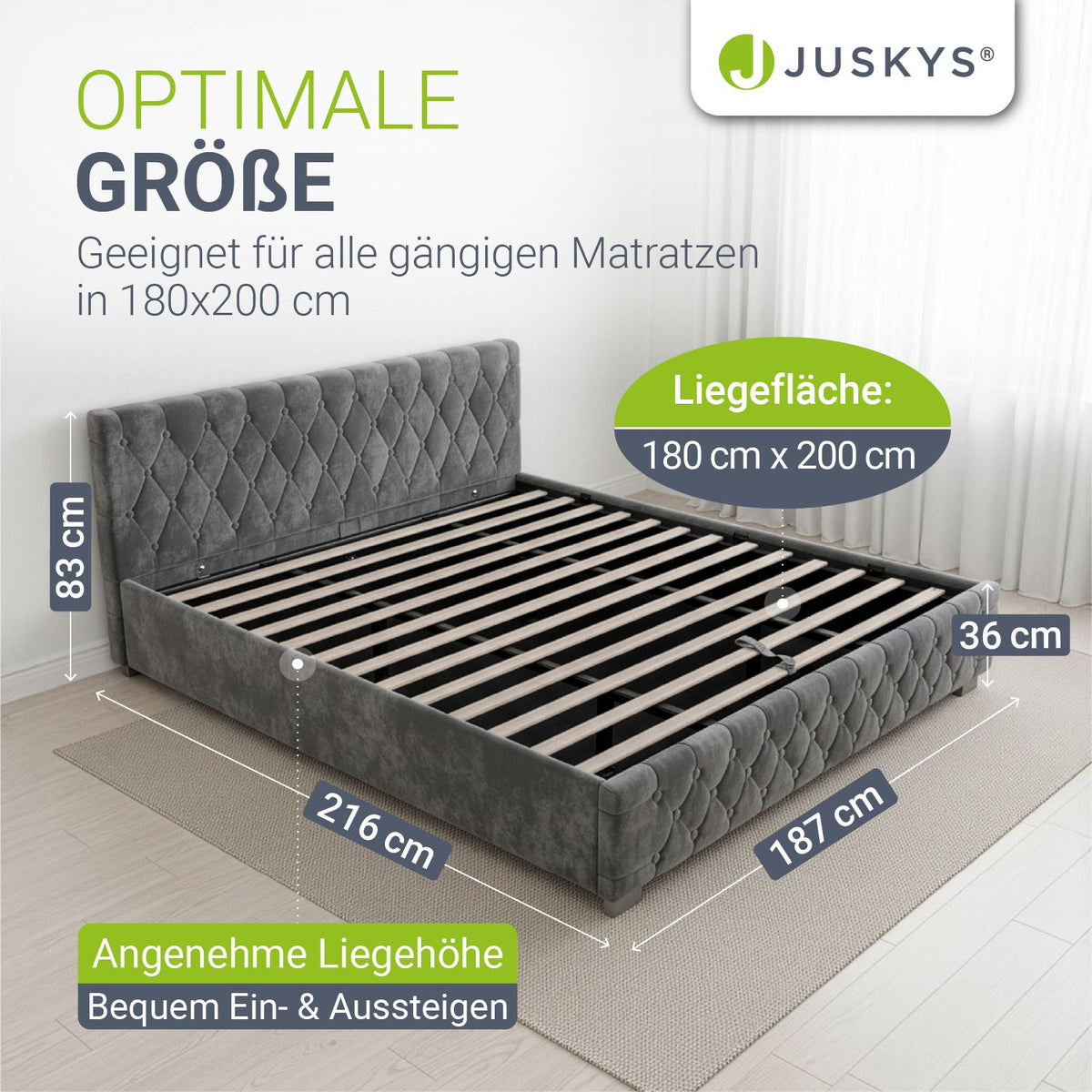 Gestoffeerd bed Nizza
