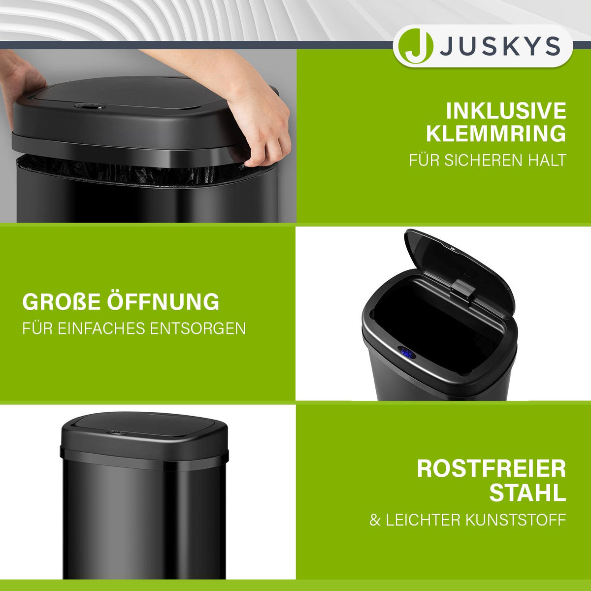 Rechthoekige prullenbak met sensor