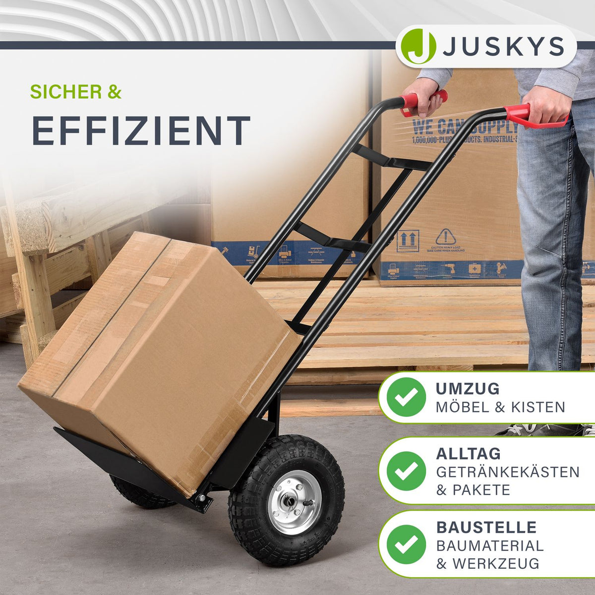 Steekwagen Basic opvouwbaar in zwart met rode handvatten